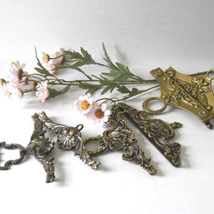 Embroidery hangers. 6 - 7" Bell pull hardware bar for tapestry. Ornate Brass hardware Hangers. Danish NeedlePoint Hardware