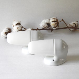 Wilhelm Wagenfeld Bathroom Lamps. Two Porcelain Sconces by Lindner Leuchten. Beautiful wall lamps. Scandinavian mid century lighting