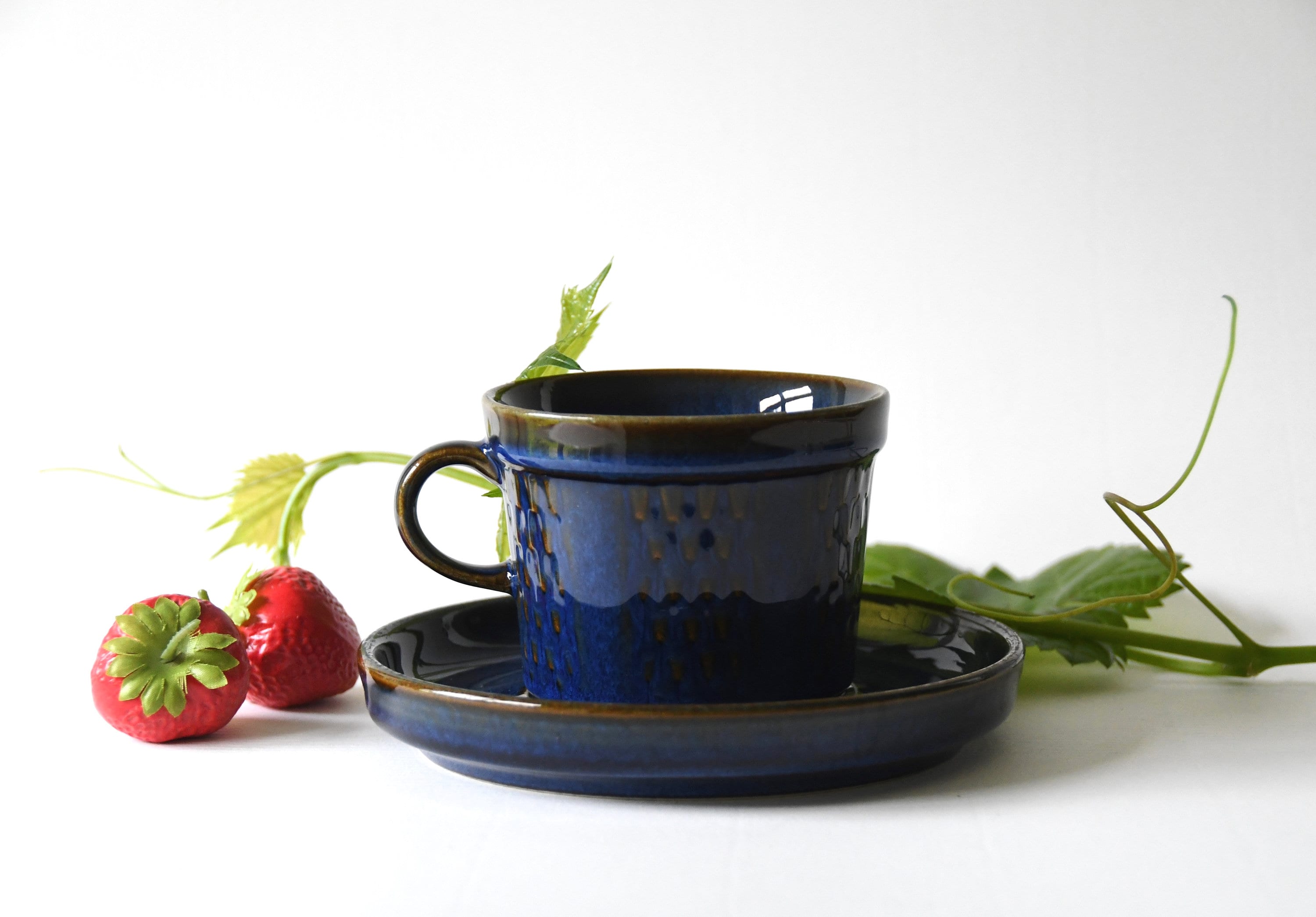 ティーカップ＆ソーサー。Søholm Denmark Blue GRANIT by Maria