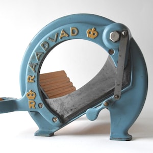 Cortador de pan danés, rebanador Raadvad danés de mediados de siglo, cocina industrial vintage, modelo antiguo 294