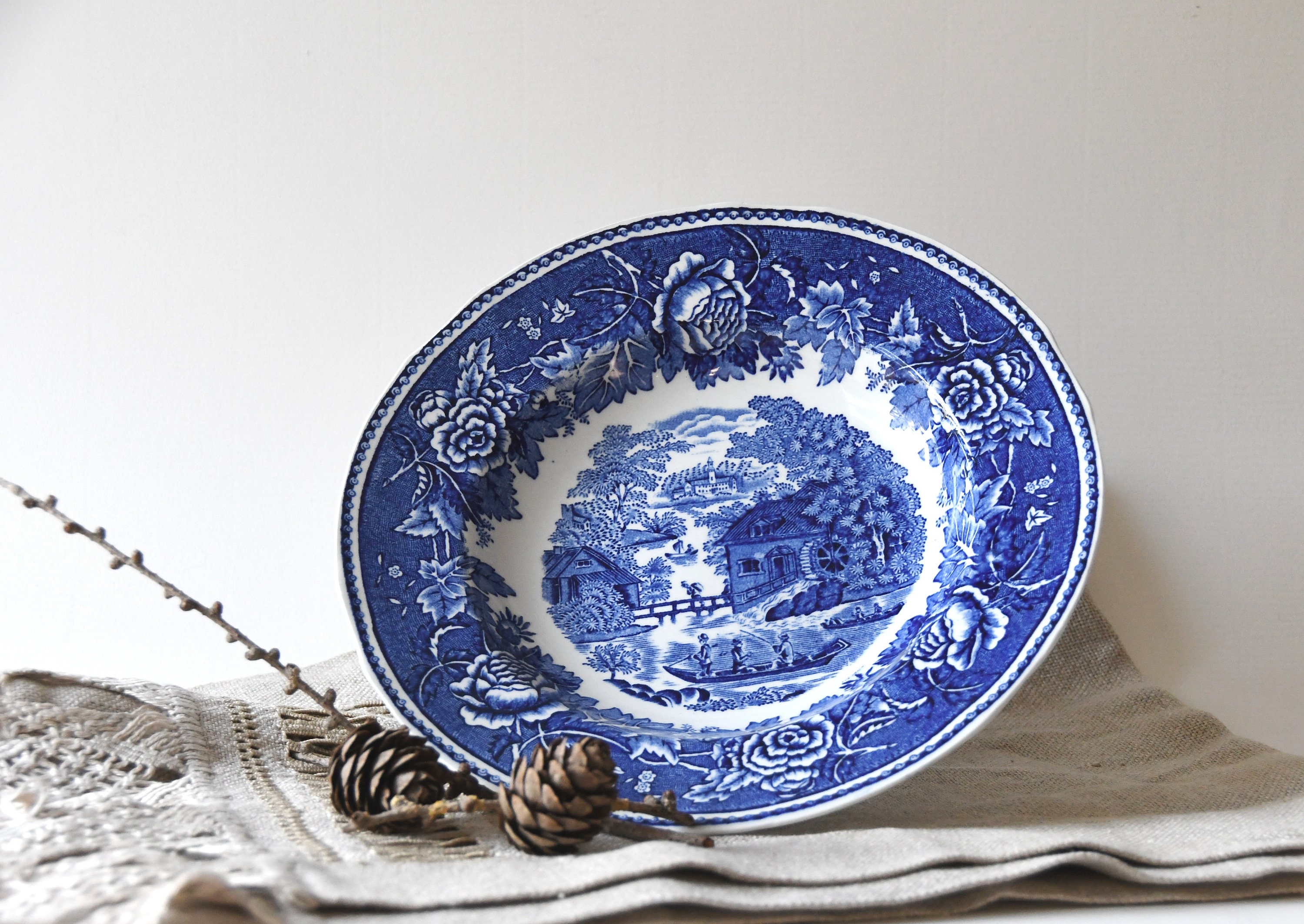 Arabia Finland. Two Soup / Cereal Bowls. Landscape Blue / Maisema