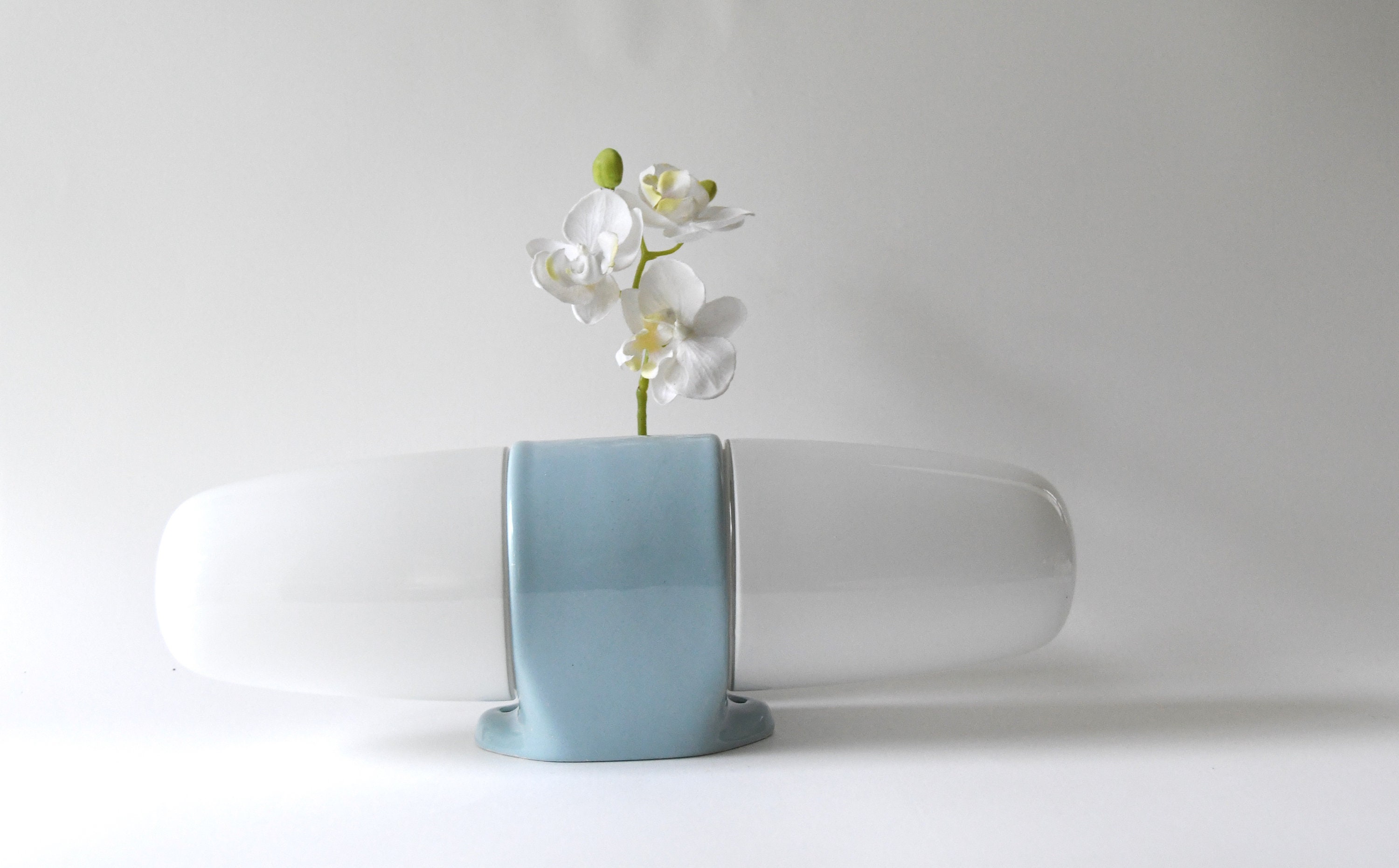 Wilhelm Wagenfeld Bathroom Lamp. Large Double Pastel Blue