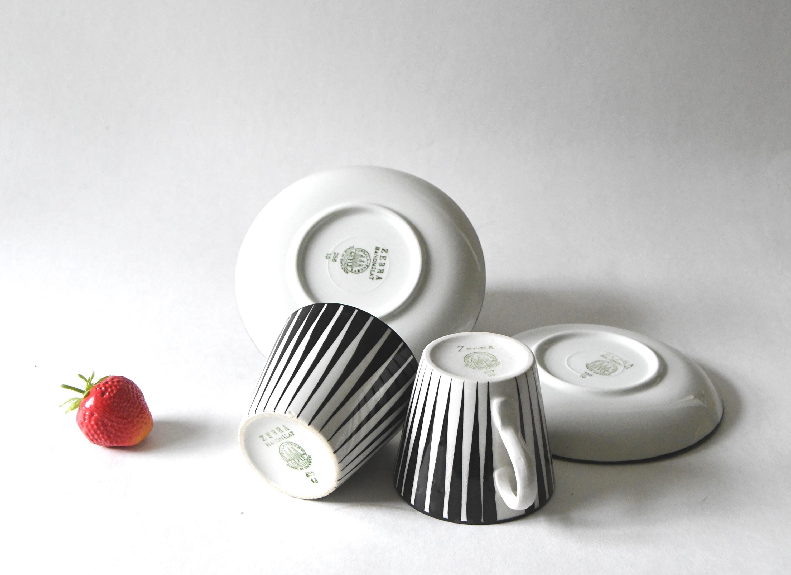 Zebra Cup, Saucer and Plate by Eugen Trost for Gefle, MCM 1950s