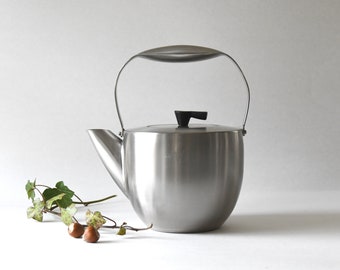 Bodum teapot. Jorgensen Design COLUMBIA. Vintage Brushed Stainless Steel. Scandinavian Mid Century Modern