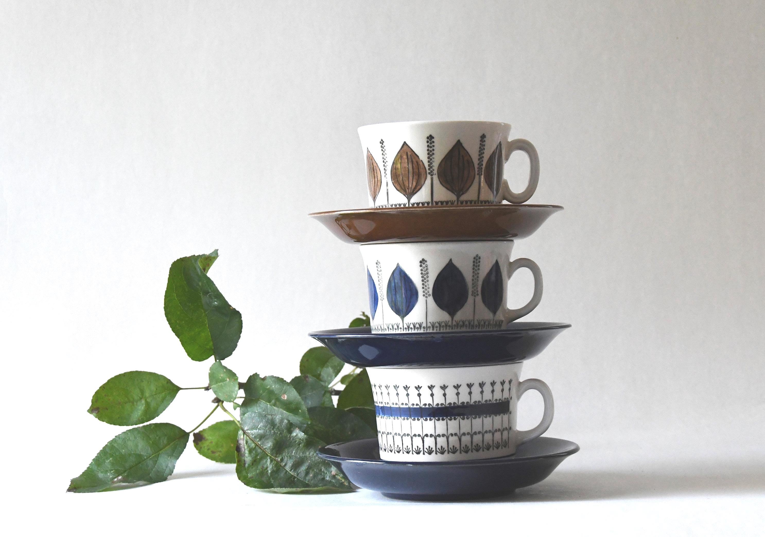 Gefle/UpsalaEkeby＊ATLANTICA＊・* Upsala Ekeby Gefle Zenit Tea Coffee Cup Saucer Blue Mid