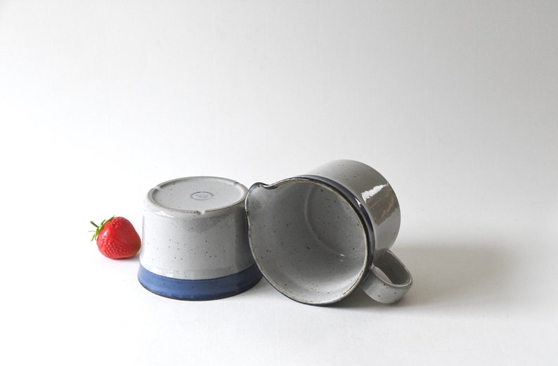 Sugar and Creamer set. Danish Modern Design CHRISTINE. Knabstrup Pottery Denmark. 1960s. Modernist Stoneware image 3