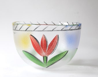 Ulrica Hydman Vallien. Kosta Boda Sweden. Large TULIP bowl. Scandinavian modern collectible. Contemporary Art - Gift for Artsy Friend