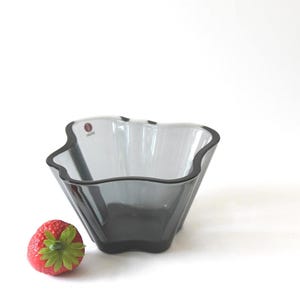 Iittala Bowl / Tealight holder. Alvar Aalto Design. Malja bowl - Black Smoke color. Votive candle holder. Finnish Glass Modern Home Decor