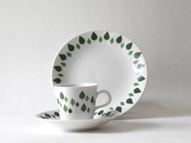 Rörstrand PARK. Cup, Saucer and Plate. Rare Coffeecup by Carl-Harry Staalhane. Mid Century Scandinavian modern. Collectible