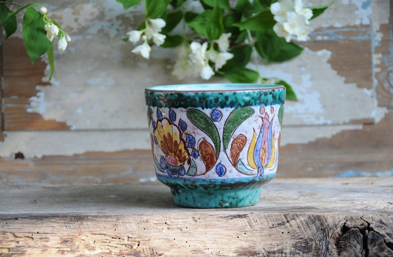 Planter Retro Speckled Glaze. Italian Plant pot 1960s. Fratelli Fanciullacci Boho Pottery. Flowerpot Italy image 1