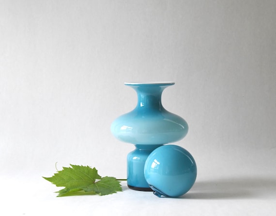 Holmegaard Denmark. Blue Palet / Carnaby Vase With Ball. Danish