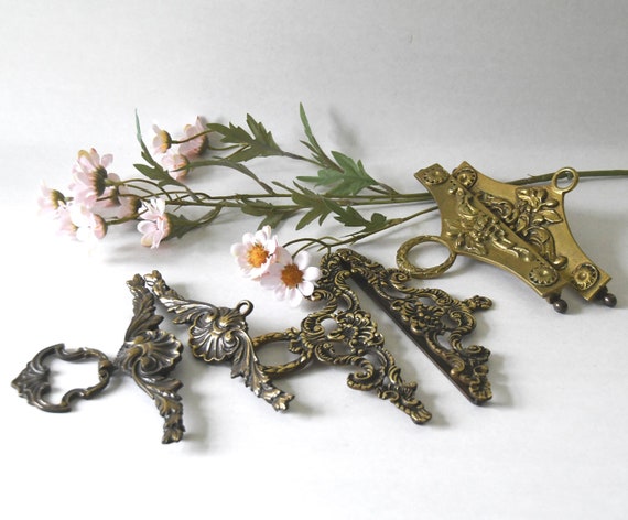 Embroidery Hangers. 6.5 7 Bell Pull Hardware Bar for Tapestry. Ornate Brass Hardware Hangers. Danish Needlepoint Hardware Etsy