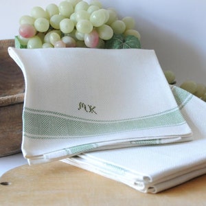 4 x Swedish Linen Tea Towels. Lovely Hand Woven Kitchen Towels. Antique Monogrammed. Swedish Country kitchen. Scandinavian folk art