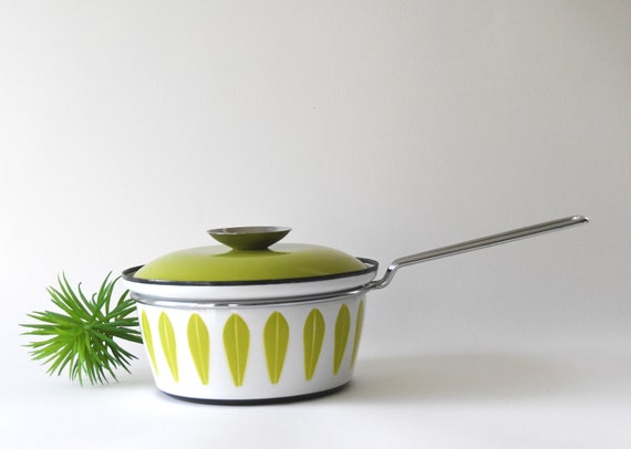 Lotus Cathrineholm, Small Cooking Pot With Lid Vintage, Enamelware