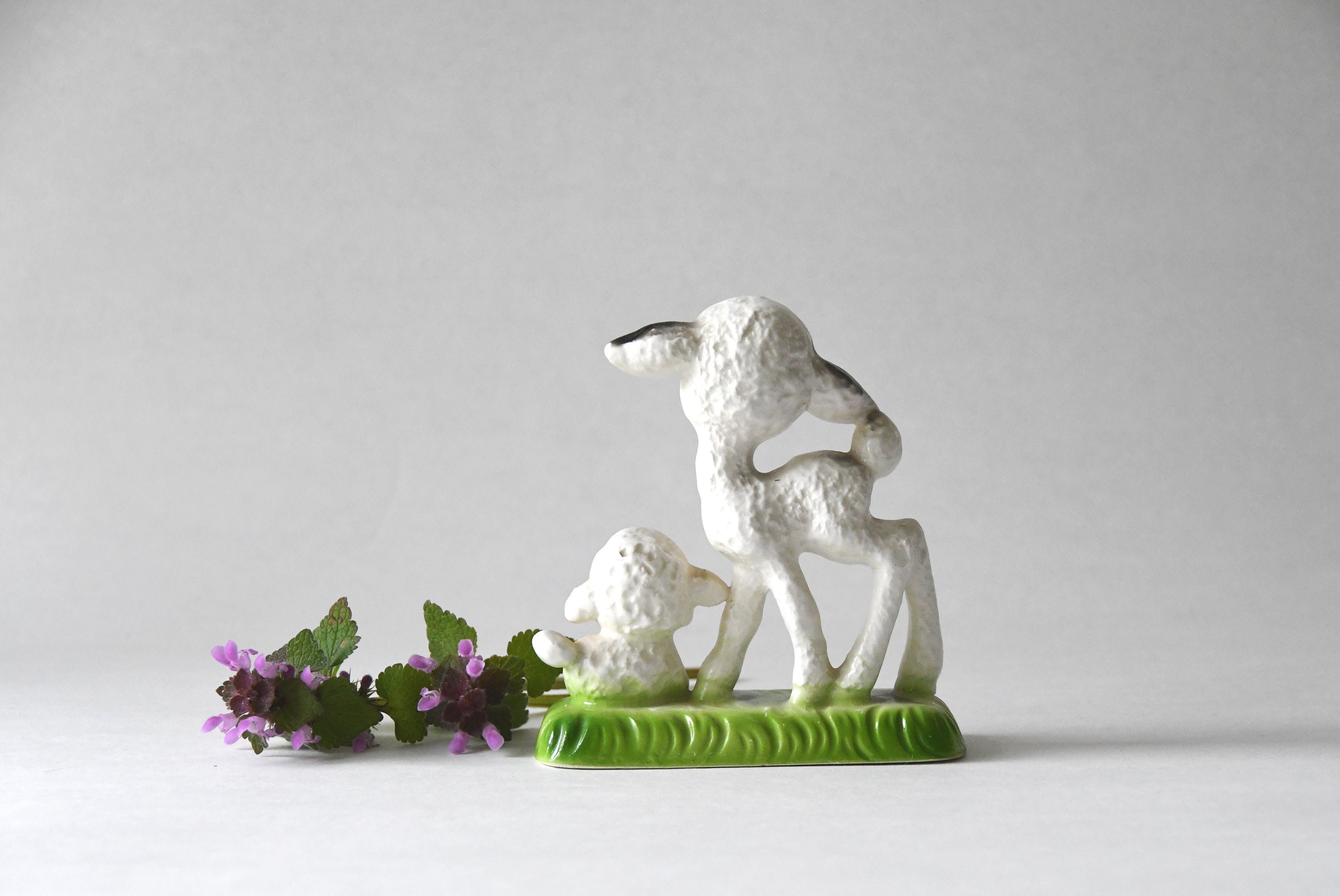 Big Eyed Sheep. Darling Figurine. Farmhouse Easter Decor