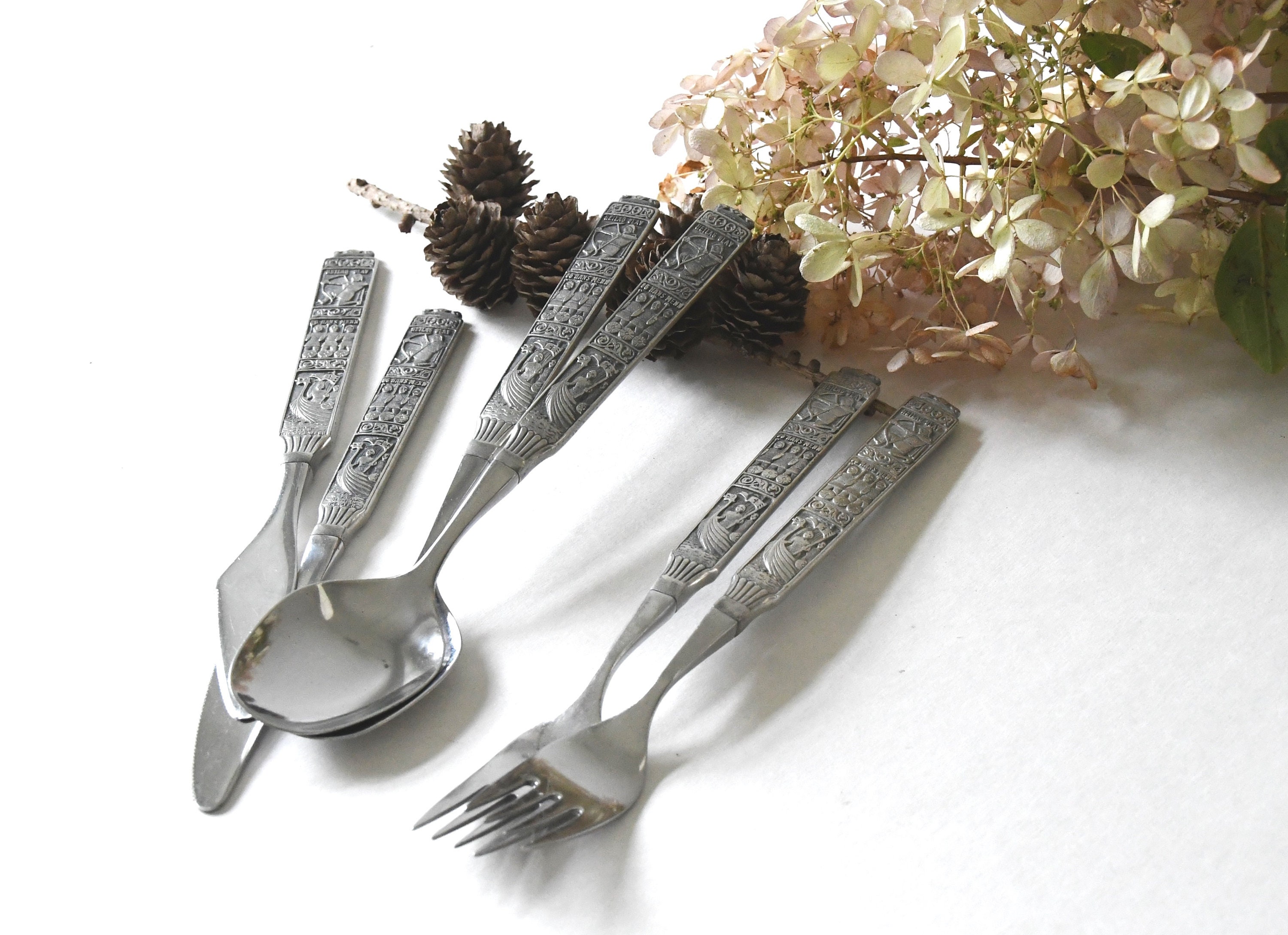 Pewter Flatware X 6 Norwegian Viking Wedding Cutlery. Konge Tinn