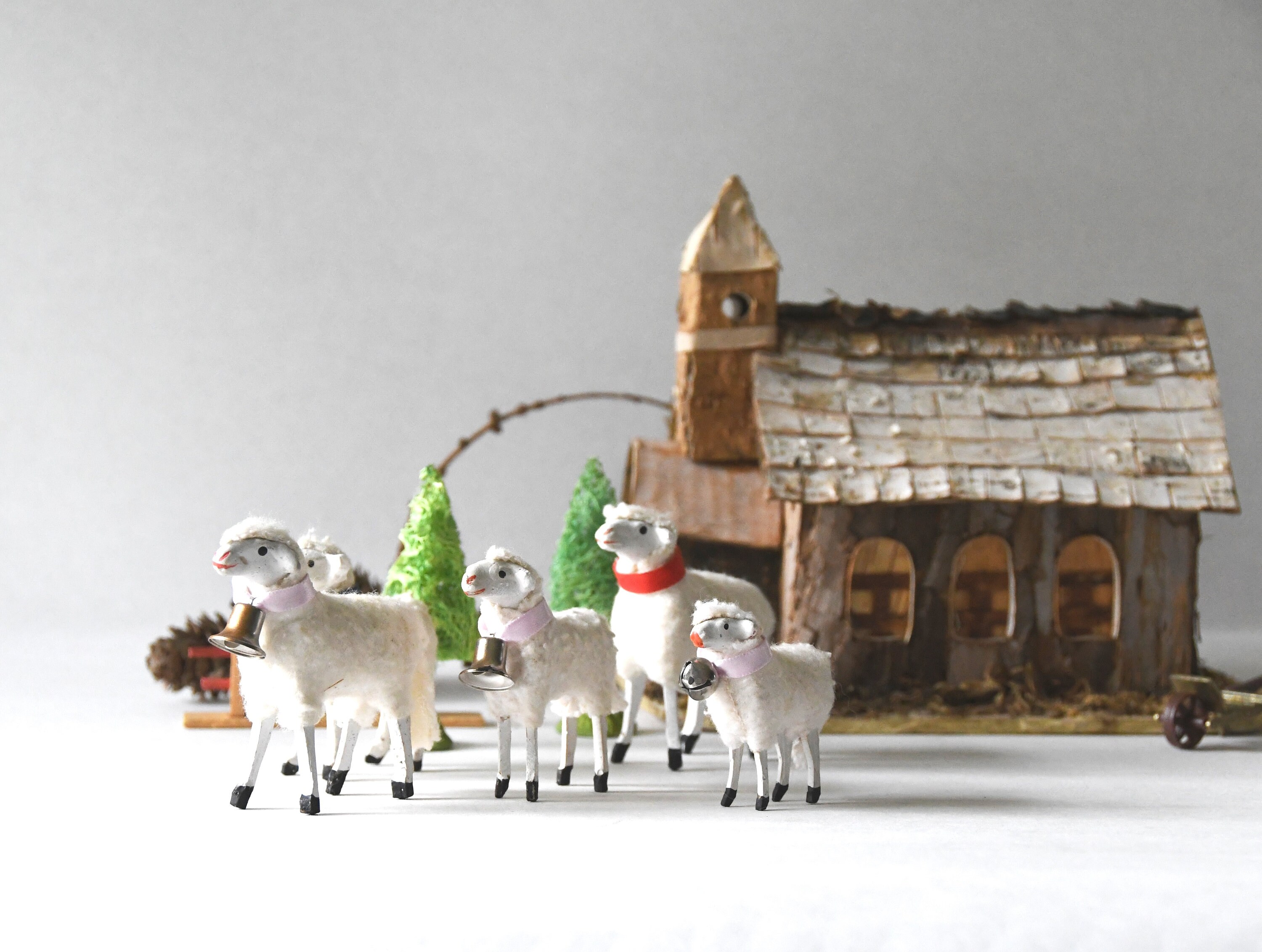 Vintage Easter Sheep. Wolly Lamb With Stick Legs. German Cotton