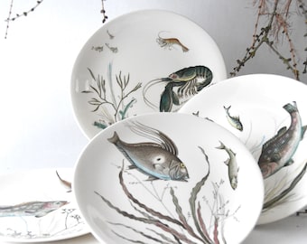 A 1950s Johnson Bros Fish Design No 6 Hand Engraved Slightly Oval