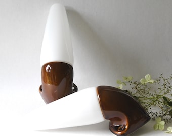 Sigvard Bernadotte pour IFÖ. Lampes de salle de bain marron chocolat, éclairage scandinave du milieu du siècle
