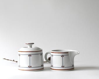 TIVOLI by Bing & Grondahl. Sugar and Creamer set. Design by British Martin Hunt. sugarbowl and small pitcher. Danish design.