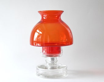 Nanny Still Red APOLLO Lamp for Riihimäen Lasi. Scandinavian Mid Century modern Finnish Art Glass