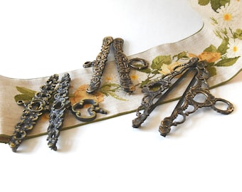 Embroidery hangers. 8 - 9" Bell pull hardware bar for tapestry. Ornate Brass hardware Hangers. Danish NeedlePoint Hardware