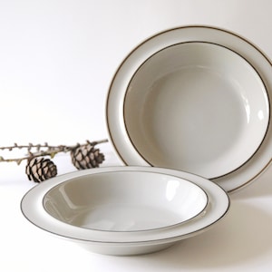 Arabia Finland. Two FENNICA Soup plates by Richard Lindh / Ulla Procopé. Cereal bowls. Scandinavian Mid century modern tableware