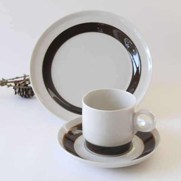 Rorstrand Sweden. Teacup saucer and plate. Design by Olle Alberius. Scandinavian Mid century modern Tea set