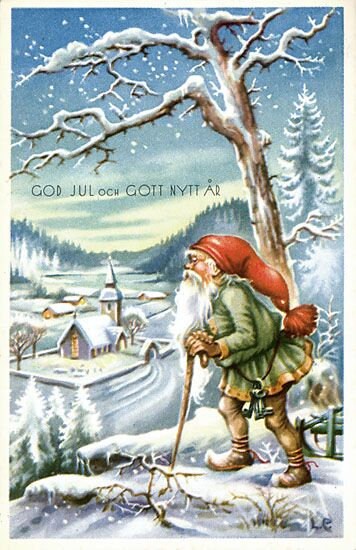 Sweden＊GOD JUL＊Christmas tapestry・* Vintage Norwegian Christmas Tapestry: God Jul Embroidered