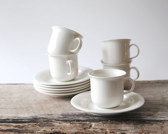 Arabia Finland Five sets Coffee Cups and Saucers. ARCTICA Designed by Inkeri Leivo. Vintage Scandinavian Modern Design