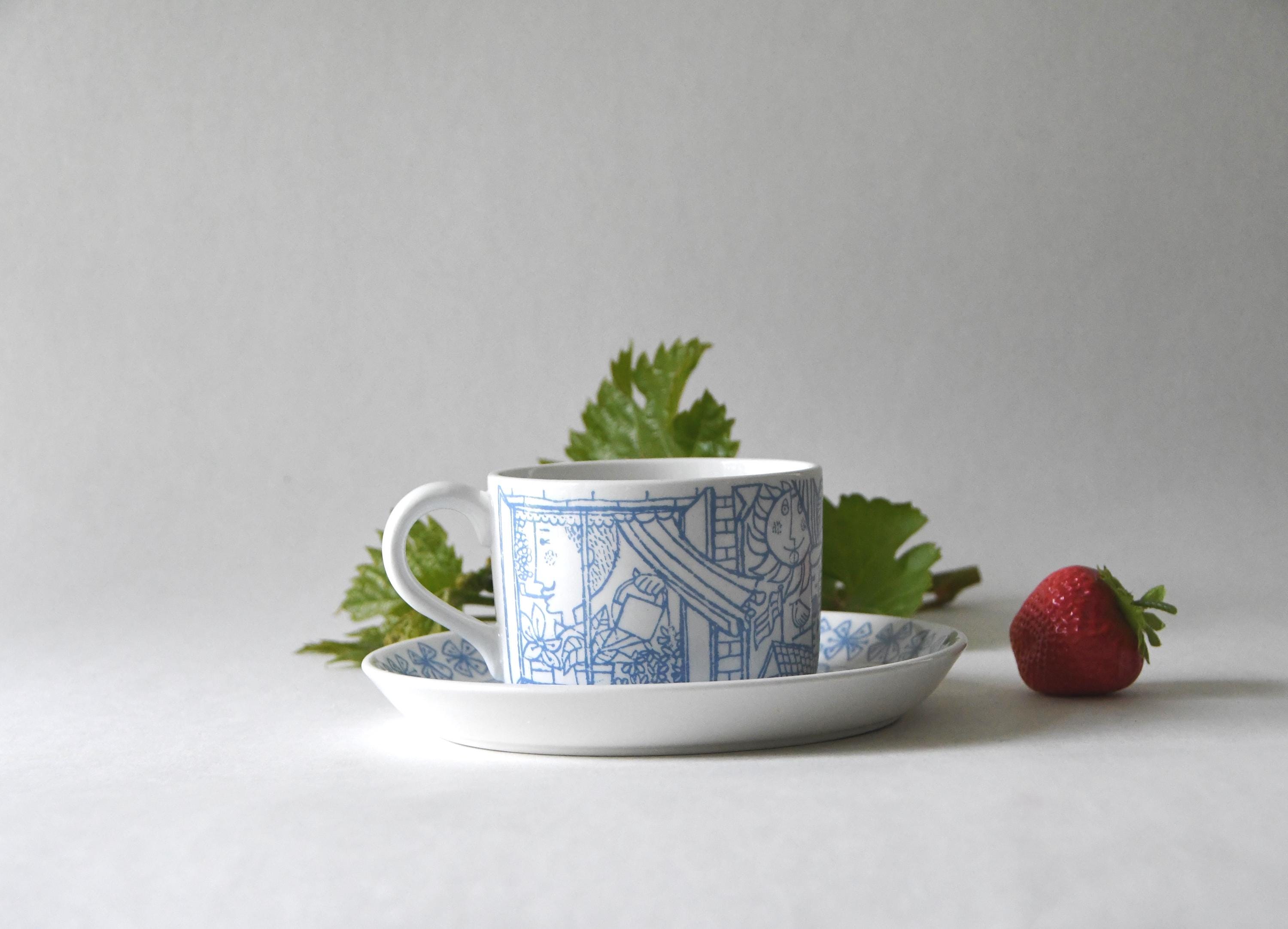 Rare! Stig Lindberg BORO Cup and Saucer, Gustavsberg Sweden