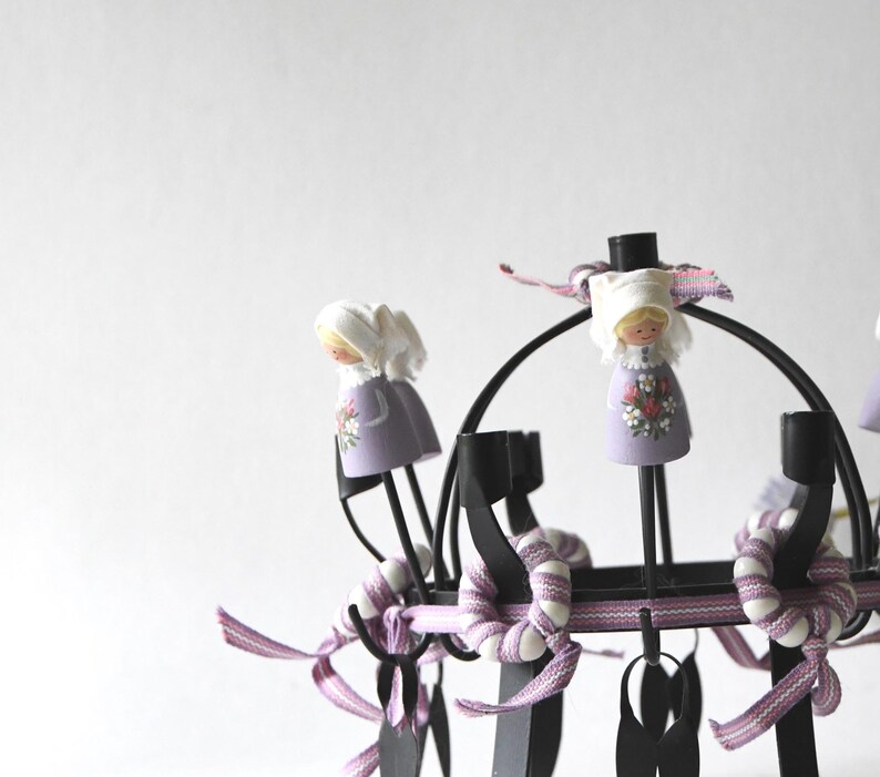 Traditional Midsummer Toarp Crown / Candleholder. Vintage Swedish candlestick holder. Handmade Folk Art image 8