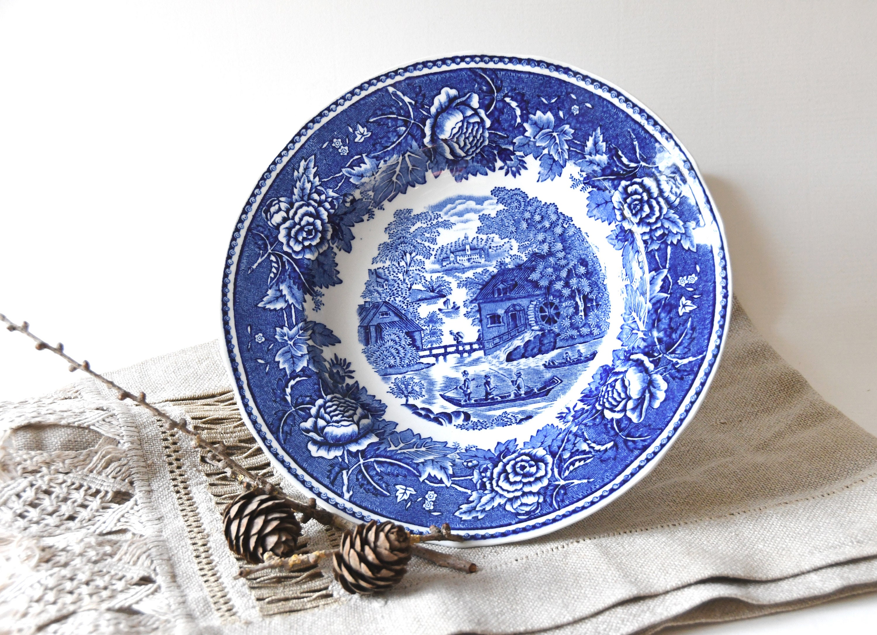 Arabia Finland. Two Soup / Cereal Bowls. Landscape Blue / Maisema