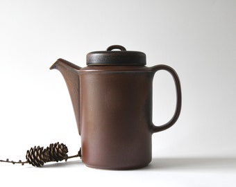 Arabia Finland. Teapot by Ulla Procope. RUSKA Autumn Leaves, Tea / Coffee Pot. Iron Oxide Glaze. Scandinavian MCM Tea pot