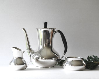 Danish silver plate Coffee service. Hans Bunde for Carl Cohr Silver 1950s Danish modern Cohr Denmark, ATLA