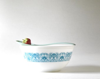 Pyrex Mixing Bowl HORIZON Blue/ Turquoise on White. Nesting #403 - 1960s