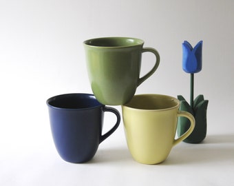 Vintage Höganäs Teacup. Large Rustic Stoneware Mugs. Swedish Hoganas by Marie-Louise Hellgren. Scandinavian Modern.