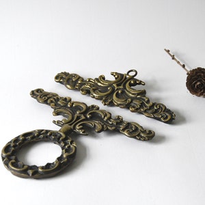 Embroidery hanger. Brass Cross stich Bell Pull. Danish Needle Point Tapestry. Scandinavian Cottage Wall Decor.