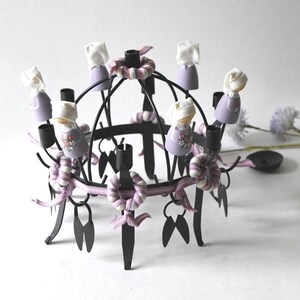 Traditional Midsummer Toarp Crown / Candleholder. Vintage Swedish candlestick holder. Handmade Folk Art image 3