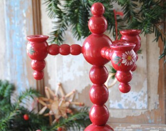 Swedish Christmas Candleholder. Traditional Nordic Xmas Wooden