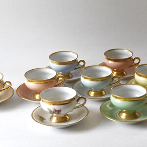 Antique Empress cup. Beautiful Pastel and Gold Demitasse cups, Kjøbenhavns Porcelains Maleri KPM image 2