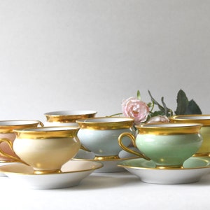 Antique Empress cup. Beautiful Pastel and Gold Demitasse cups, Kjøbenhavns Porcelains Maleri KPM image 8