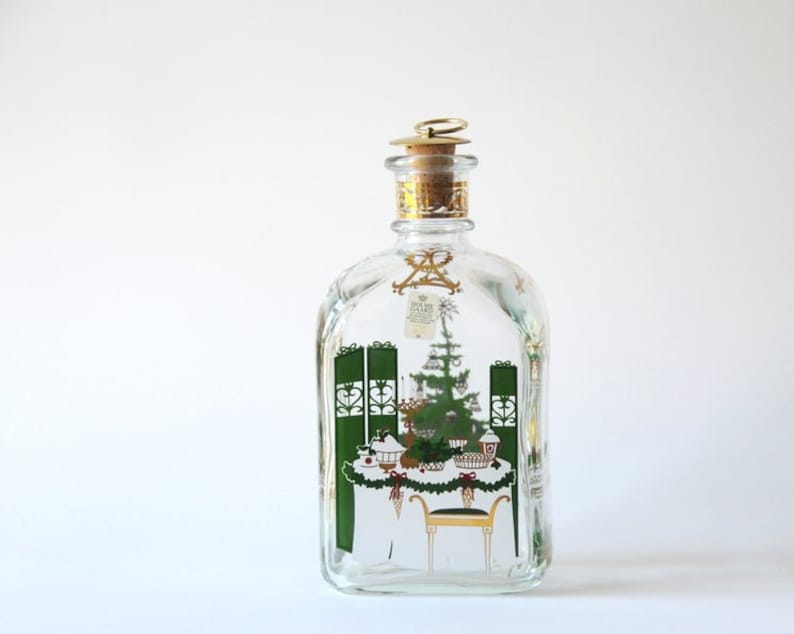 Holmegaard Christmas liquor glass bottle 1996. Design by Michael Bang and Jette Frölich. Scandinavian vintage collectible Christmas Decor image 3