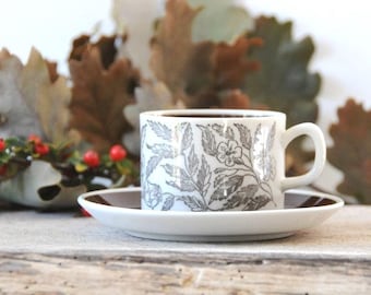 Taza de café y platillo. Gefle Suecia, FONTANA de Berit Ternell. Upsala Ekeby escandinavo de los años 70