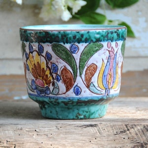 Planter Retro Speckled Glaze. Italian Plant pot 1960s. Fratelli Fanciullacci Boho Pottery. Flowerpot Italy image 2