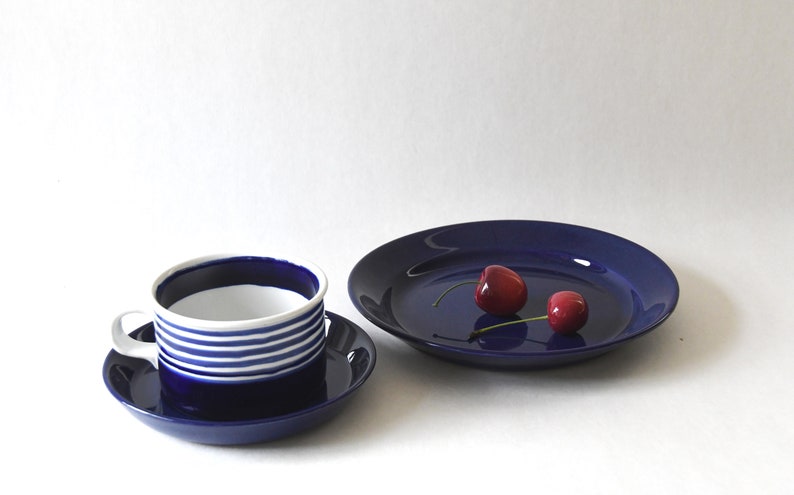 Gustavsberg Tea Trio. Kobolt by Karin Björquist. Scandinavian Mid century modern. Collectible. image 5