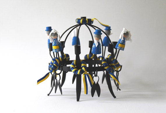 Traditional Midsummer Toarp Crown / Candleholder. Vintage Swedish candlestick holder. Handmade Folk