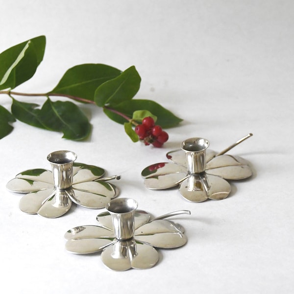 Danish modern. Carl Cohr Candle holders. Denmark 1955. Lucky clover Silver plated candlestick holders. Modernist Denmark