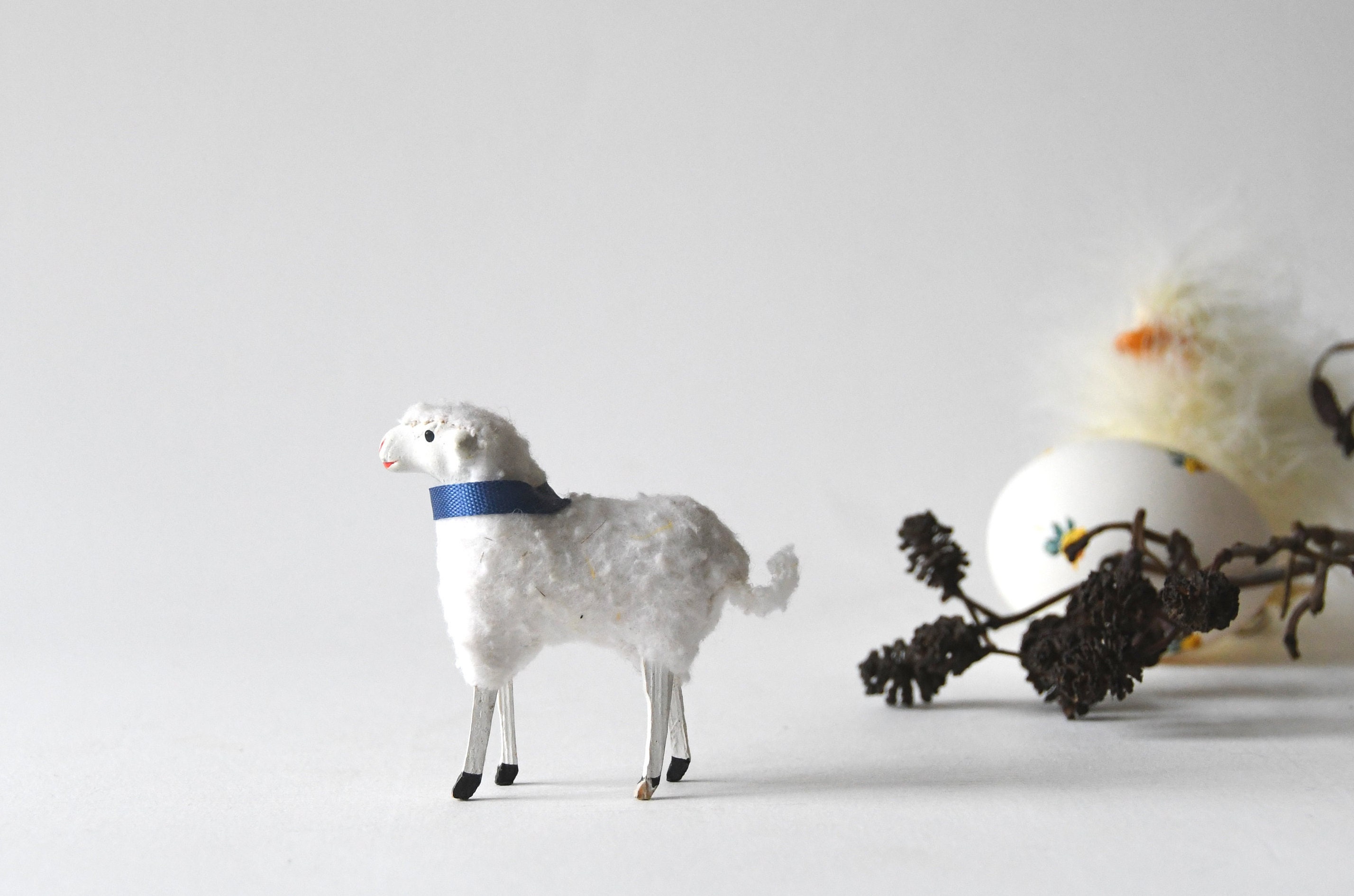 Sheep With Stick Legs. German Cotton Putz Lamb. Scandinavian Folk