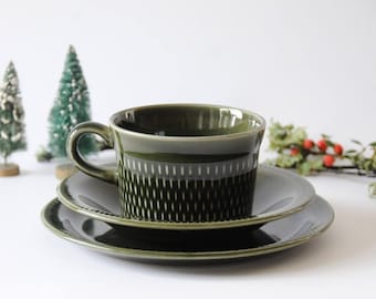 Stavangerflint Gronette. Teacup saucer and plate. Scandinavian modern Tea set. Vintage Stavanger Norway. Mid century modern Tableware